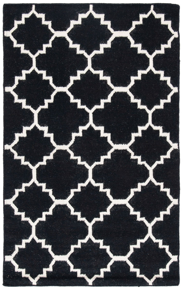 Safavieh Dhurries 554 Hand Woven Flat Weave  Rug Black / Ivory DHU554L-26