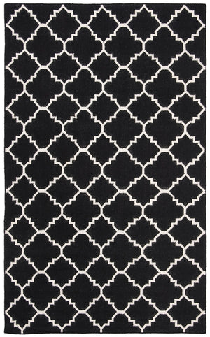 Safavieh Dhurries 554 Hand Woven Flat Weave  Rug Black / Ivory DHU554L-26