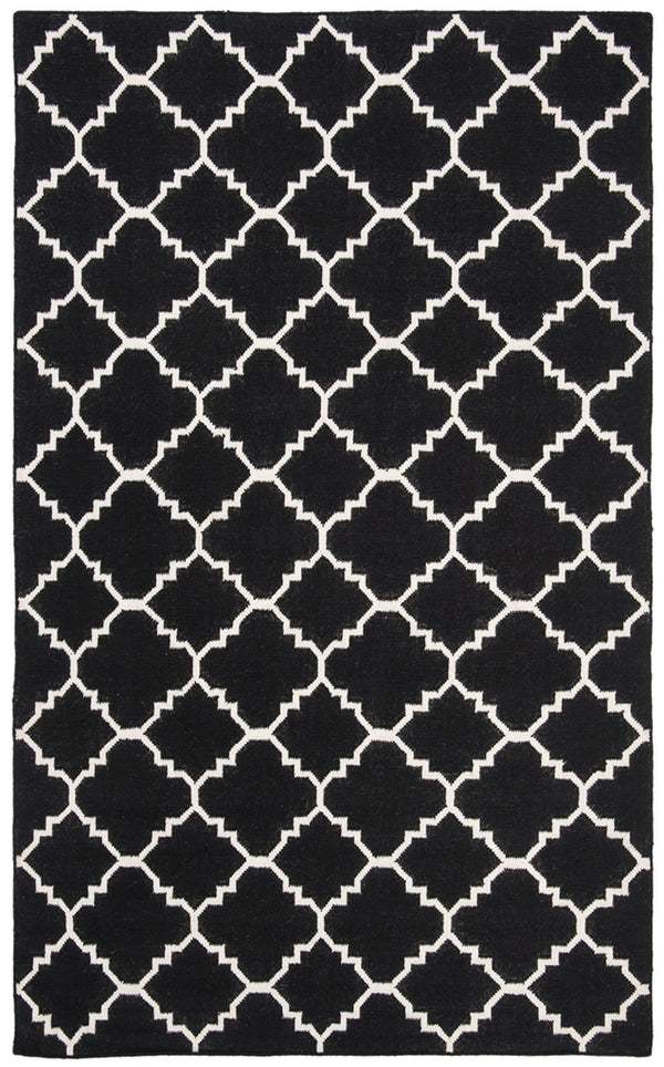 Safavieh Dhurries 554 Hand Woven Flat Weave  Rug Black / Ivory DHU554L-26