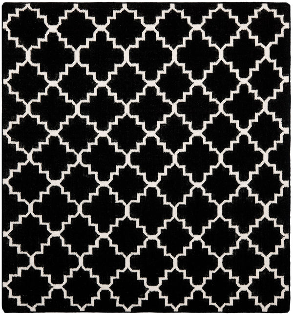 Safavieh Dhurries 554 Hand Woven Flat Weave  Rug Black / Ivory DHU554L-26