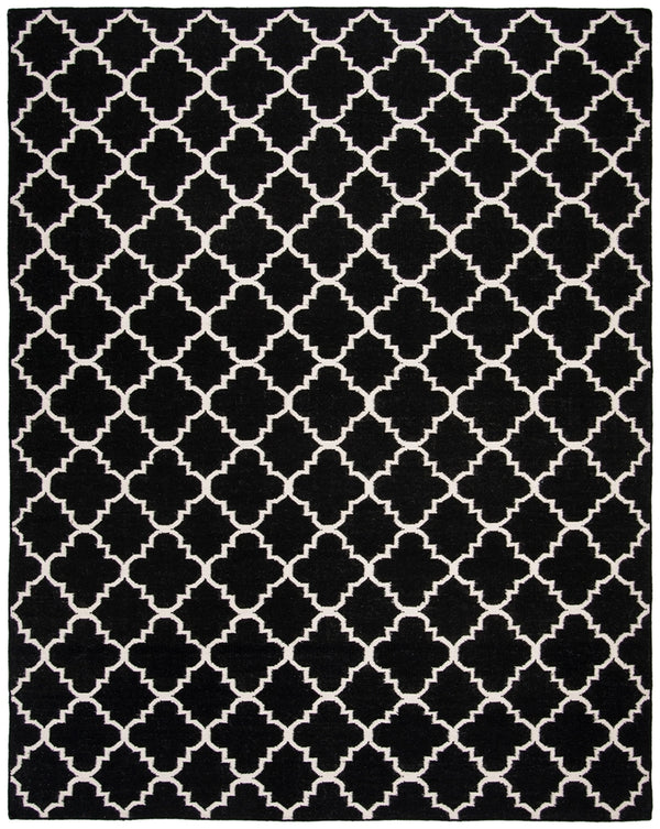 Safavieh Dhurries 554 Hand Woven Flat Weave  Rug Black / Ivory DHU554L-26