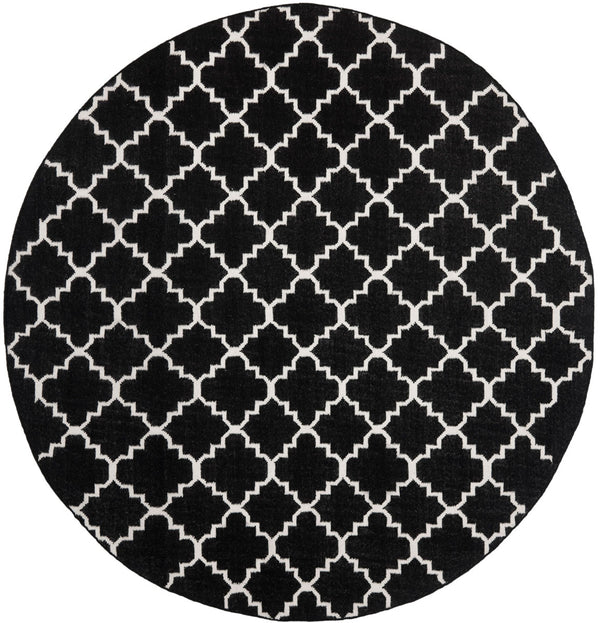 Safavieh Dhurries 554 Hand Woven Flat Weave  Rug Black / Ivory DHU554L-26