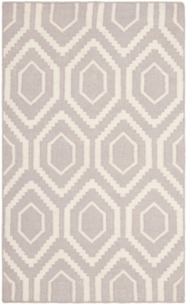 Safavieh Dhurries 556 Hand Woven Flat Weave  Rug Grey / Ivory DHU556G-26