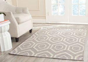 Safavieh Dhurries 556 Hand Woven Flat Weave  Rug Grey / Ivory DHU556G-26