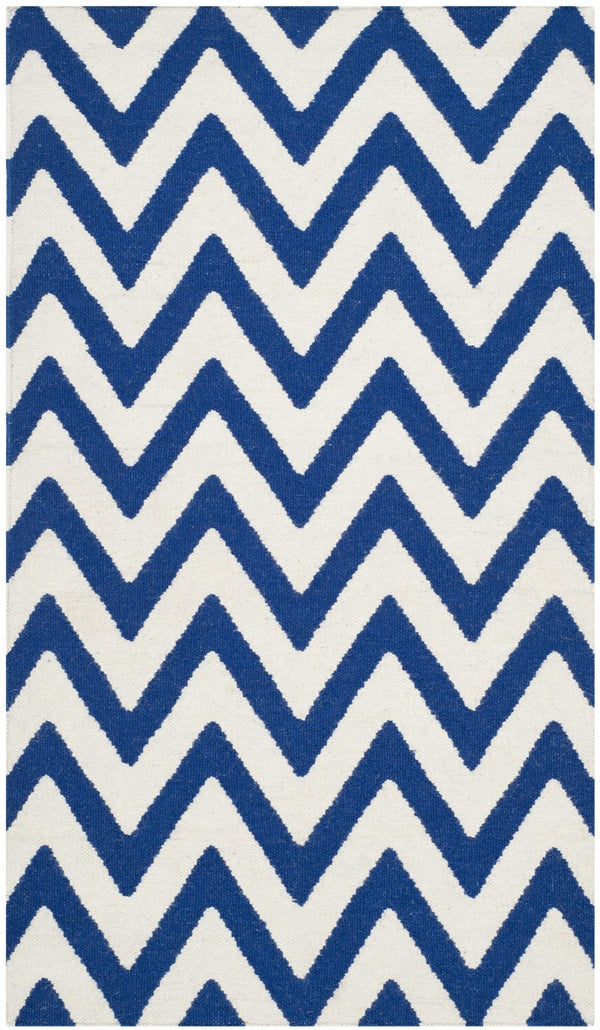 Safavieh Dhurries 557 Hand Woven Flat Weave  Rug Dark Blue / Ivory DHU557K-26