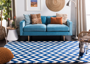 Safavieh Dhurries 557 Hand Woven Flat Weave  Rug Dark Blue / Ivory DHU557K-26