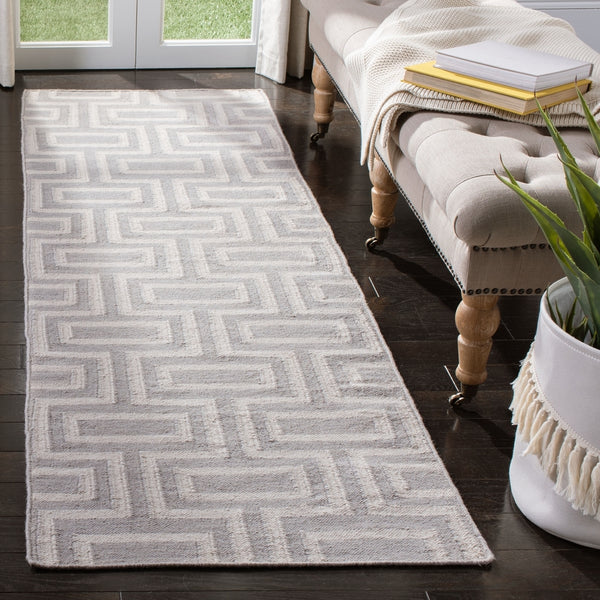 Safavieh Dhurries 562 Hand Woven Flat Weave  Rug Grey / Ivory DHU562B-26