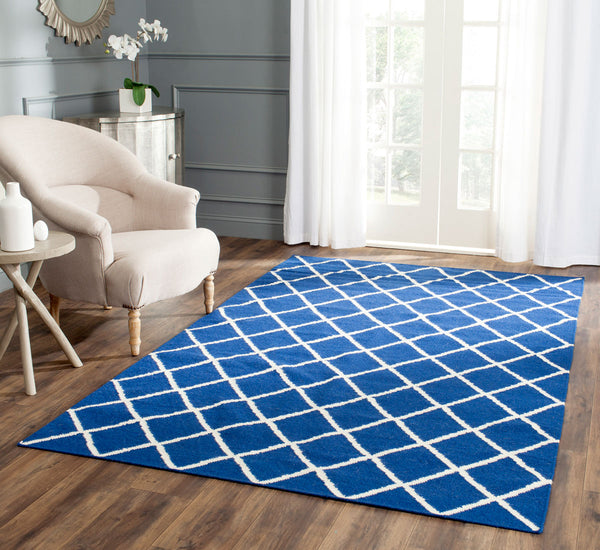 Safavieh Dhurries 565 Hand Woven Flat Weave  Rug Dark Blue DHU565A-3