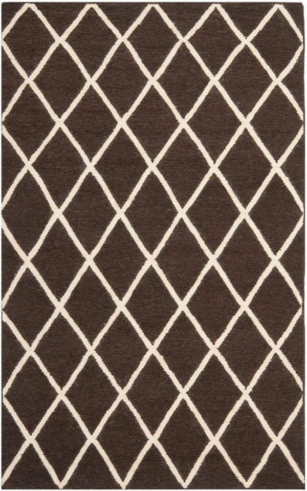 Safavieh Dhurries 565 Hand Woven Flat Weave  Rug Brown / Ivory DHU565C-3