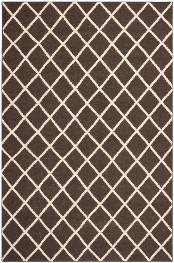 Safavieh Dhurries 565 Hand Woven Flat Weave  Rug Brown / Ivory DHU565C-3