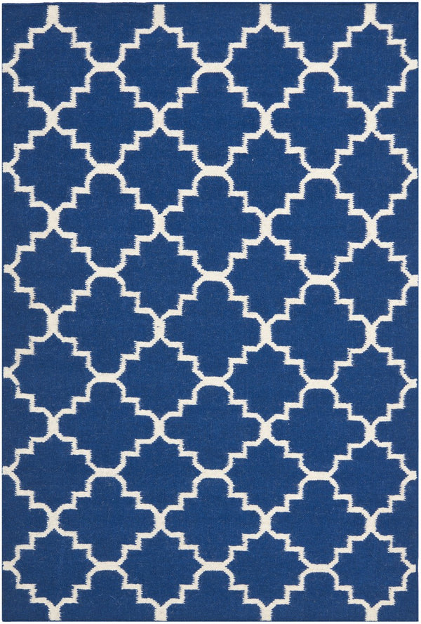 Safavieh Dhurries 566 Hand Woven Flat Weave  Rug Dark Blue DHU566A-4SQ