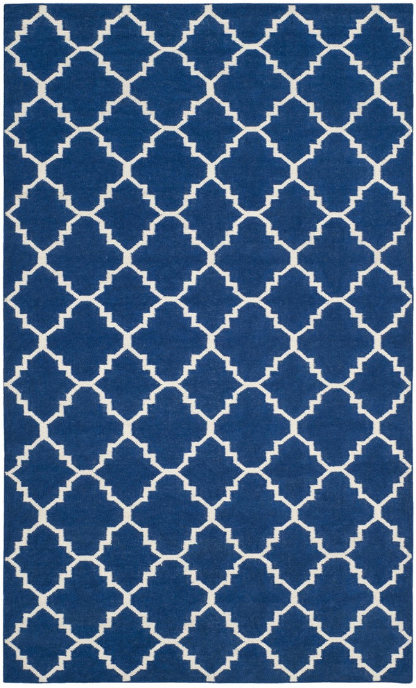Safavieh Dhurries 566 Hand Woven Flat Weave  Rug Dark Blue DHU566A-4SQ