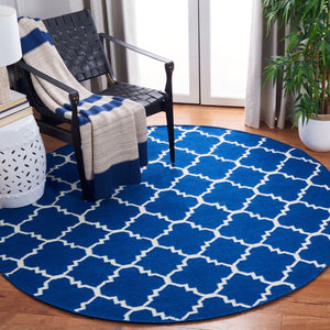 Safavieh Dhurries 566 Hand Woven Flat Weave  Rug Dark Blue DHU566A-4SQ