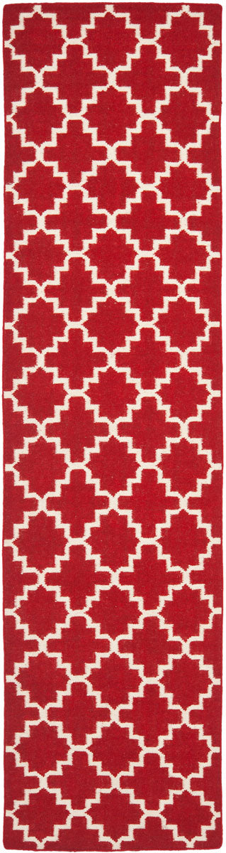 Safavieh Dhurries 566 Hand Woven Flat Weave  Rug Red / Ivory DHU566B-4SQ