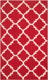 Safavieh Dhurries 566 Hand Woven Flat Weave  Rug Red / Ivory DHU566B-4SQ