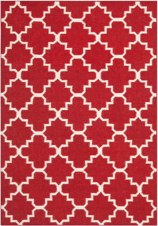 Safavieh Dhurries 566 Hand Woven Flat Weave  Rug Red / Ivory DHU566B-4SQ