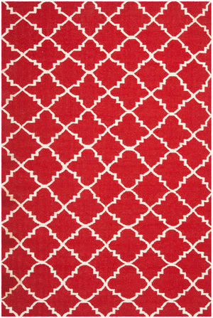 Safavieh Dhurries 566 Hand Woven Flat Weave  Rug Red / Ivory DHU566B-4SQ