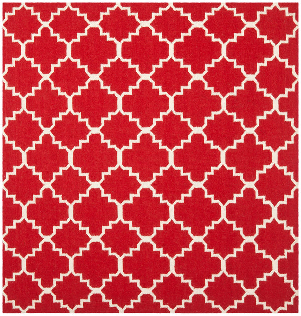 Safavieh Dhurries 566 Hand Woven Flat Weave  Rug Red / Ivory DHU566B-4SQ