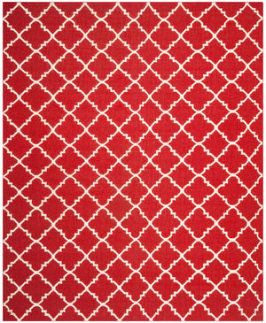 Safavieh Dhurries 566 Hand Woven Flat Weave  Rug Red / Ivory DHU566B-4SQ