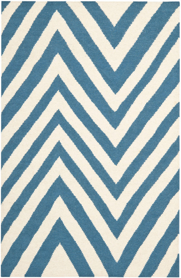 Safavieh Dhurries 568 Hand Woven Flat Weave  Rug Blue / Ivory DHU568A-4SQ