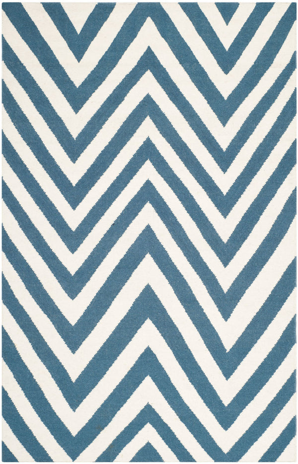 Safavieh Dhurries 568 Hand Woven Flat Weave  Rug Blue / Ivory DHU568A-4SQ