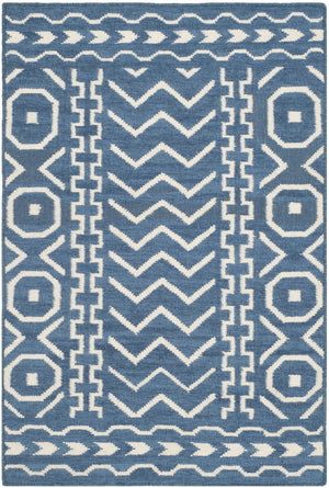 Safavieh Dhurries 572 Hand Woven Flat Weave  Rug Dark Blue / Ivory DHU572A-26