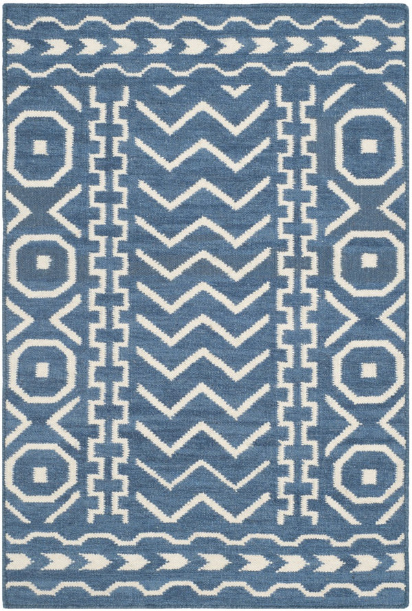 Safavieh Dhurries 572 Hand Woven Flat Weave  Rug Dark Blue / Ivory DHU572A-26