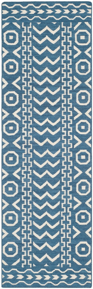 Safavieh Dhurries 572 Hand Woven Flat Weave  Rug Dark Blue / Ivory DHU572A-26