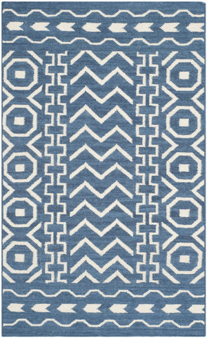 Safavieh Dhurries 572 Hand Woven Flat Weave  Rug Dark Blue / Ivory DHU572A-26