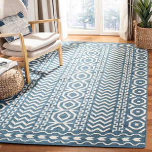Safavieh Dhurries 572 Hand Woven Flat Weave  Rug Dark Blue / Ivory DHU572A-26
