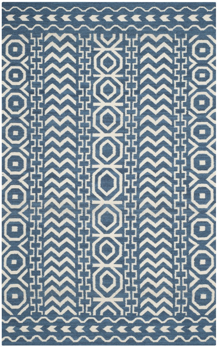 Safavieh Dhurries 572 Hand Woven Flat Weave  Rug Dark Blue / Ivory DHU572A-24