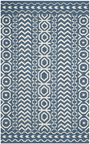 Safavieh Dhurries 572 Hand Woven Flat Weave  Rug Dark Blue / Ivory DHU572A-26