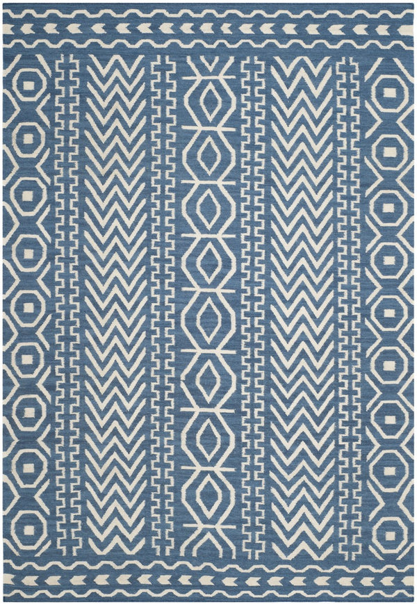 Safavieh Dhurries 572 Hand Woven Flat Weave  Rug Dark Blue / Ivory DHU572A-26
