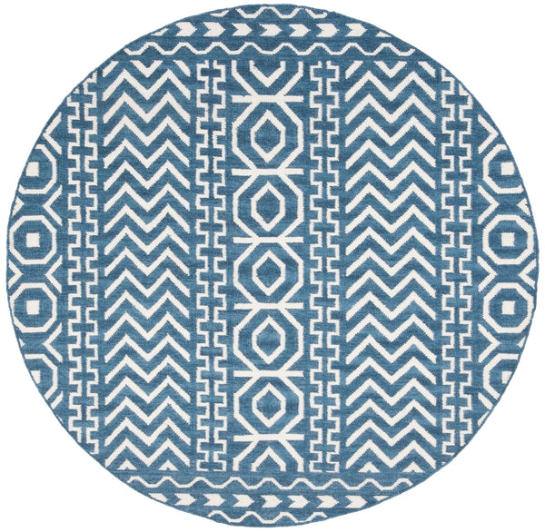Safavieh Dhurries 572 Hand Woven Flat Weave  Rug Dark Blue / Ivory DHU572A-26