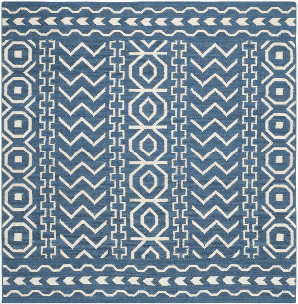 Safavieh Dhurries 572 Hand Woven Flat Weave  Rug Dark Blue / Ivory DHU572A-26