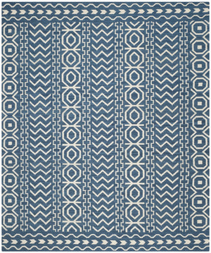 Safavieh Dhurries 572 Hand Woven Flat Weave  Rug Dark Blue / Ivory DHU572A-26