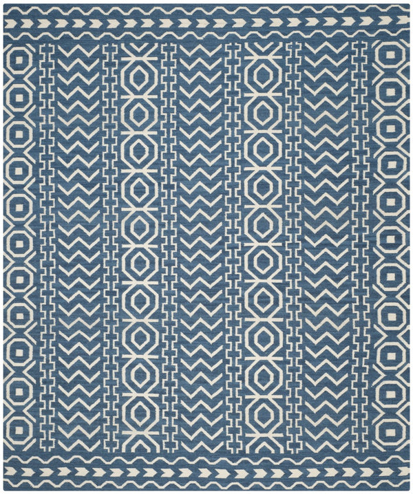 Safavieh Dhurries 572 Hand Woven Flat Weave  Rug Dark Blue / Ivory DHU572A-26