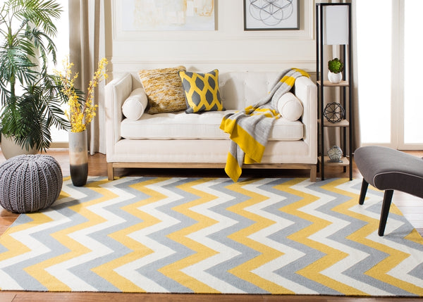 Safavieh Dhurries 640 Hand Woven Flat Weave  Rug Gold / Grey DHU640A-26