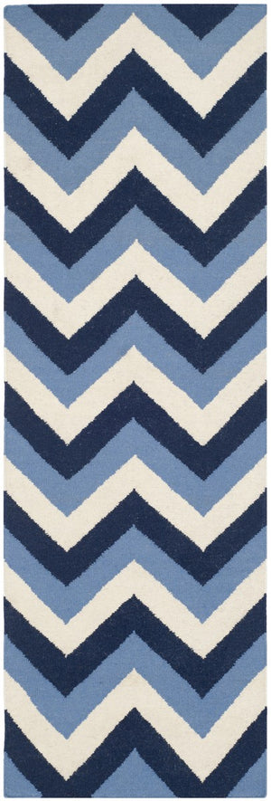 Safavieh Dhurries 640 Hand Woven Flat Weave  Rug Navy / Light Blue DHU640B-3