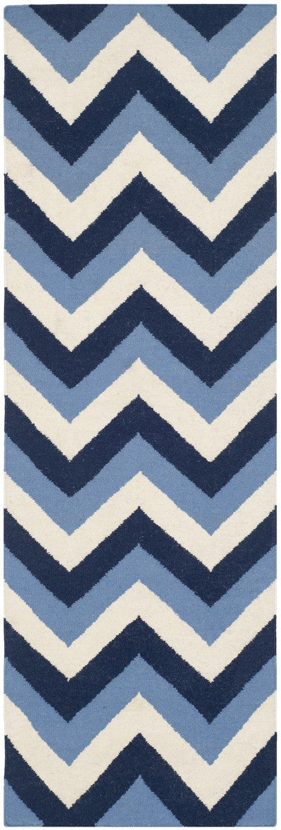 Safavieh Dhurries 640 Hand Woven Flat Weave  Rug Navy / Light Blue DHU640B-3