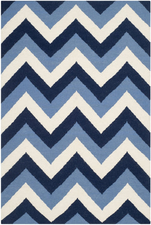 Safavieh Dhurries 640 Hand Woven Flat Weave  Rug Navy / Light Blue DHU640B-3
