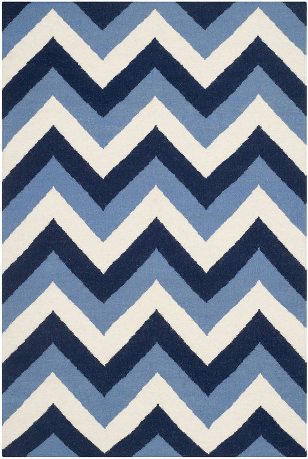 Safavieh Dhurries 640 Hand Woven Flat Weave  Rug Navy / Light Blue DHU640B-3