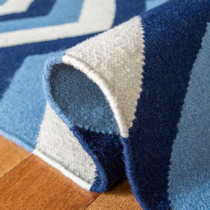 Safavieh Dhurries 640 Hand Woven Flat Weave  Rug Navy / Light Blue DHU640B-3