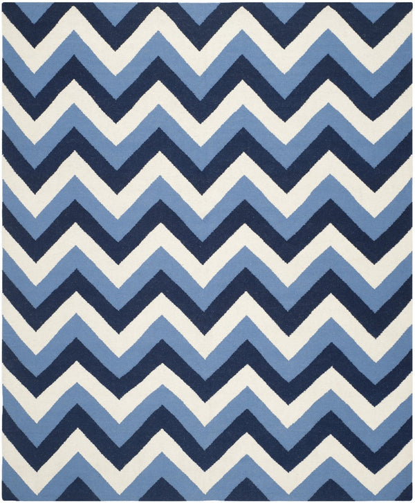 Safavieh Dhurries 640 Hand Woven Flat Weave  Rug Navy / Light Blue DHU640B-3