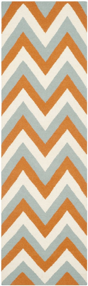 Safavieh Dhurries 640 Hand Woven Flat Weave  Rug Terracotta / Blue DHU640C-3