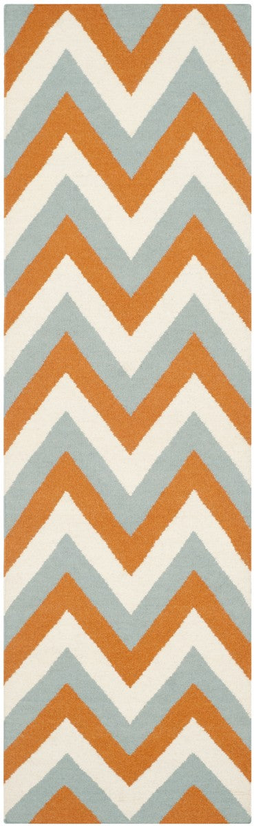 Safavieh Dhurries 640 Hand Woven Flat Weave  Rug Terracotta / Blue DHU640C-3