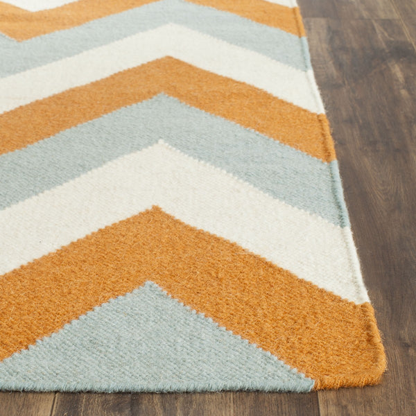 Safavieh Dhurries 640 Hand Woven Flat Weave  Rug Terracotta / Blue DHU640C-3