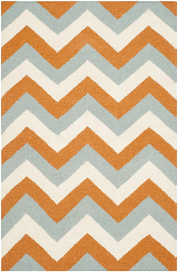 Safavieh Dhurries 640 Hand Woven Flat Weave  Rug Terracotta / Blue DHU640C-3