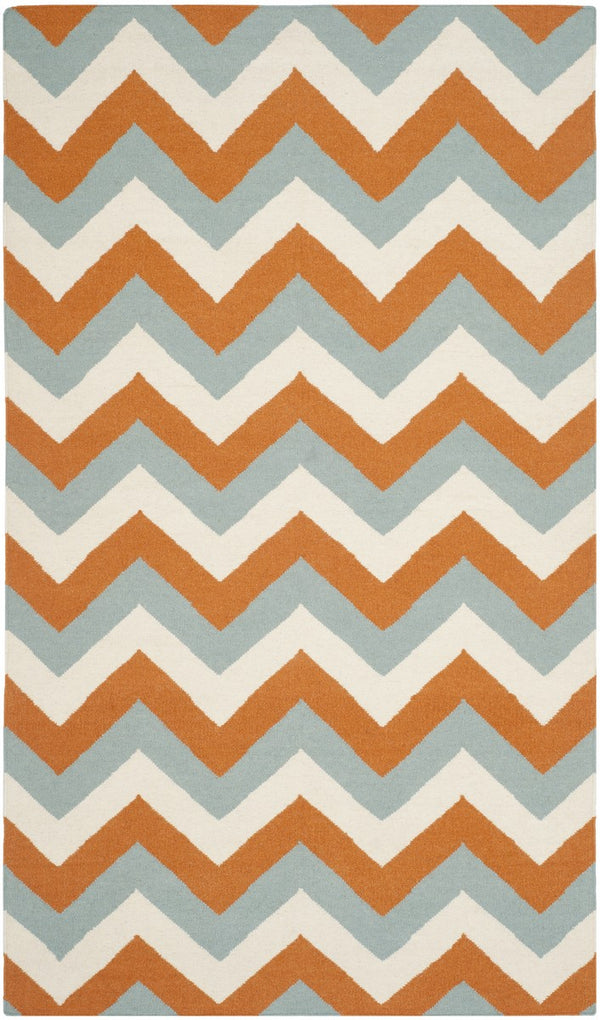 Safavieh Dhurries 640 Hand Woven Flat Weave  Rug Terracotta / Blue DHU640C-3