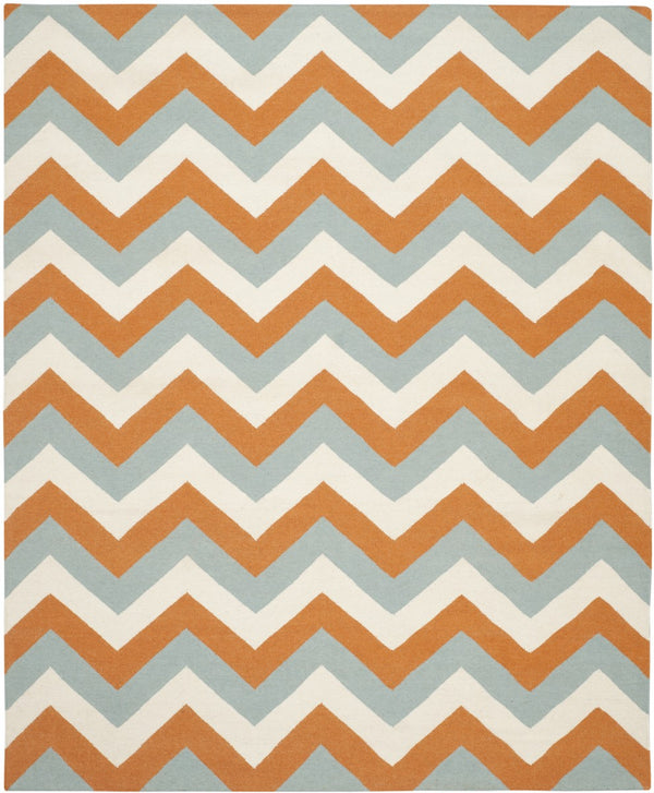 Safavieh Dhurries 640 Hand Woven Flat Weave  Rug Terracotta / Blue DHU640C-3